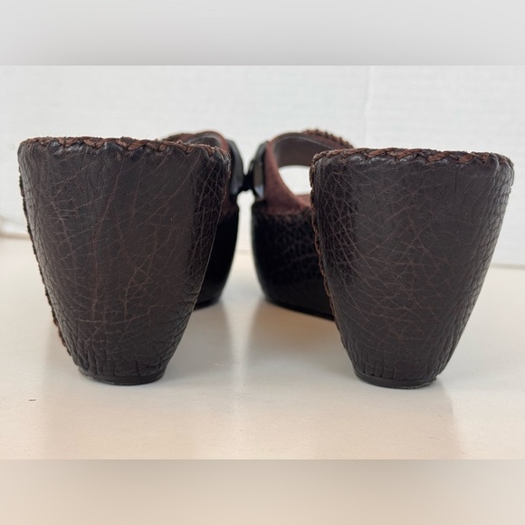 90s Y2K BCBGMAXAZRIA Brown Chunky Platform Stones Slip On Wedges Sandals Shoes